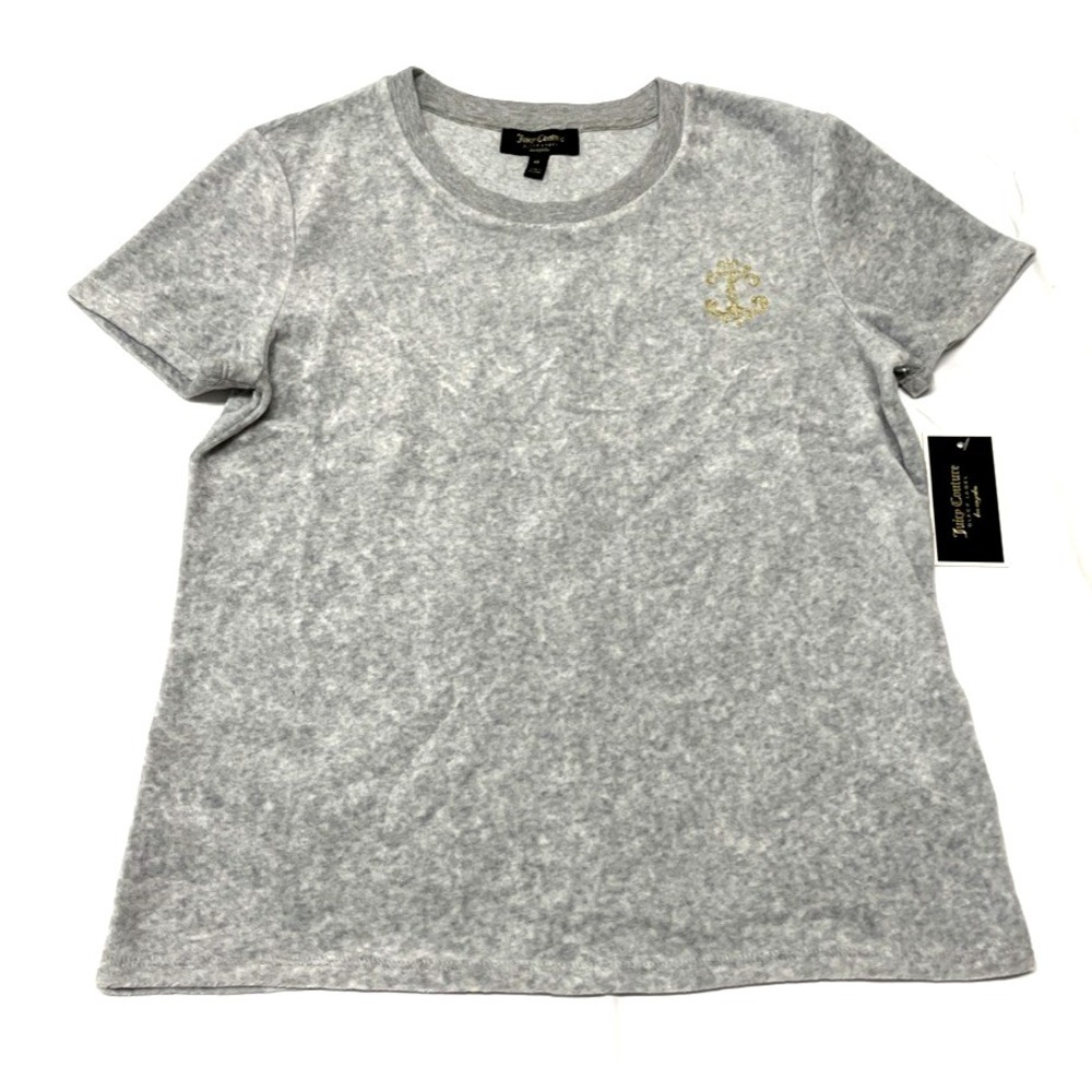 NWT Juicy Couture Black Label Interwoven‎ Velour Crew Neck T-Shirt  Women's M
